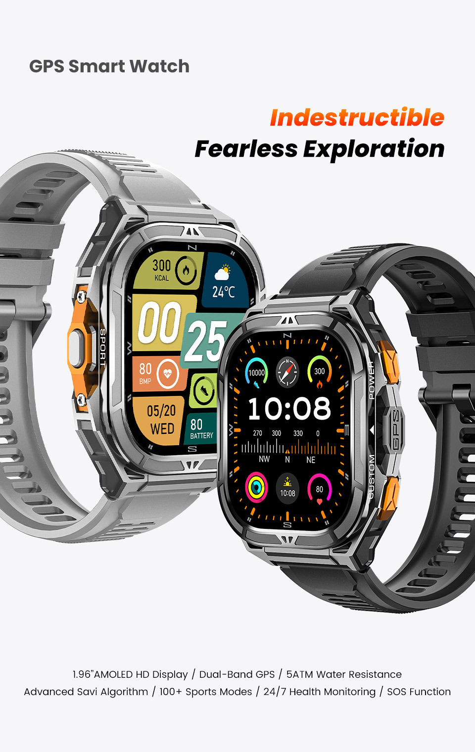 Smartwatch X5 Rugged Outdoor Gps With Amoled Screen And Compass_voghion.com
