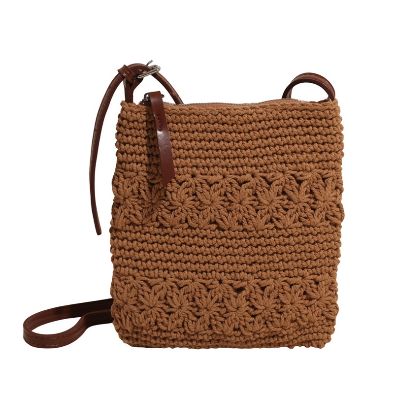 Bolso tejido de moda coreana 2025 verano nuevo bolso femenino bolso de vacaciones junto al mar bolso de mensajero de playa de moda marea