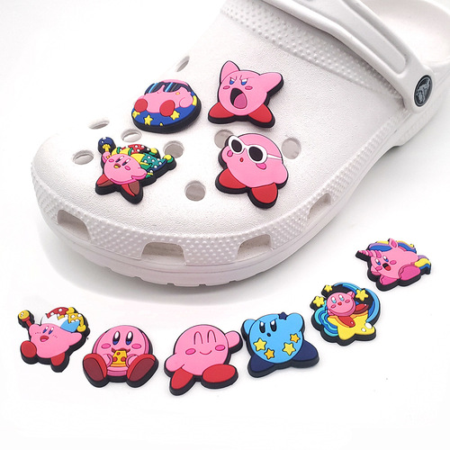 Cute style Kirby Pink Crocs Shoes Flower Shoe Buckle Removable Children's Garden Shoes Jewelry Decorative Buckle