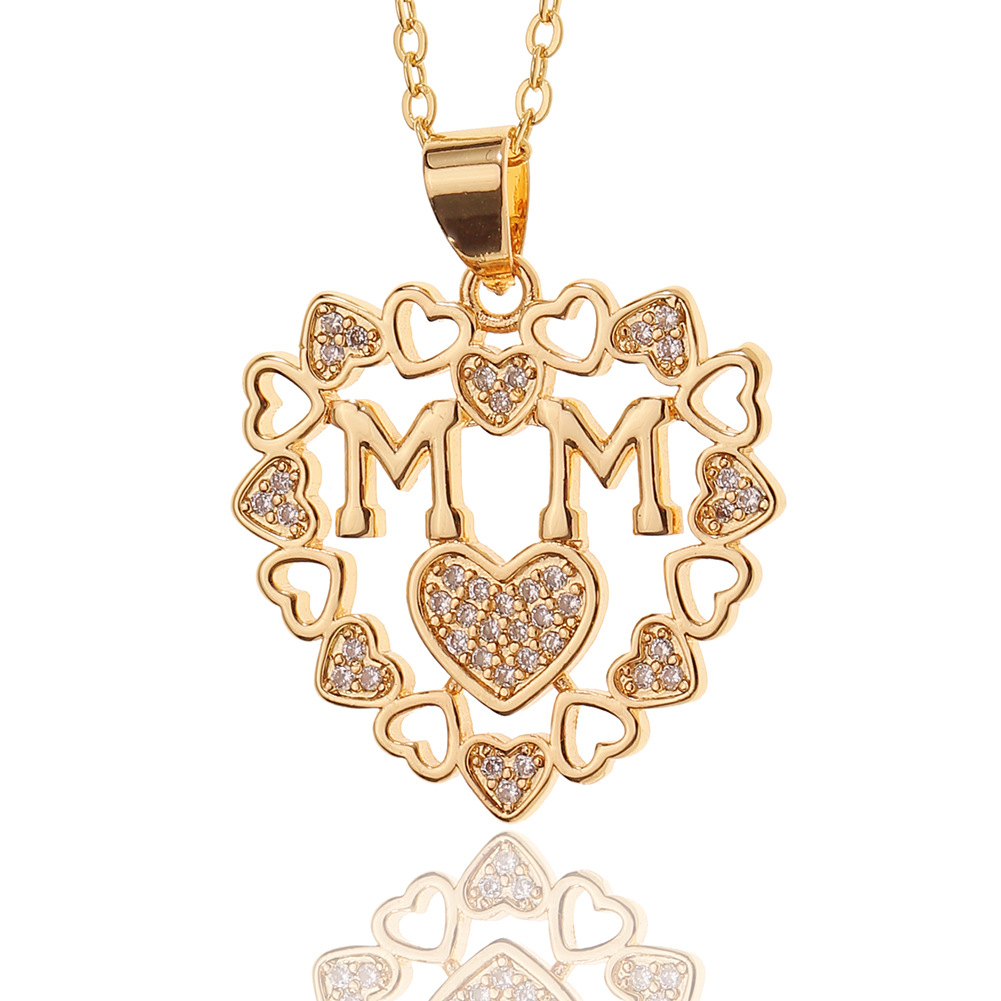 New Heart-shaped Mom Pendant Copper Inlaid Zircon Necklace display picture 5