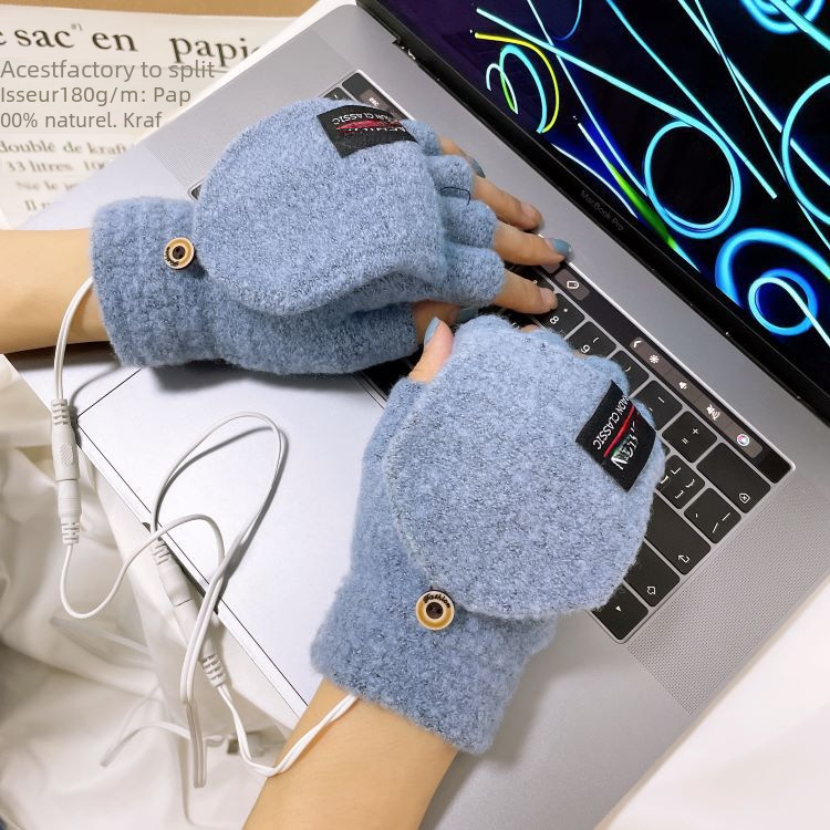 Gants chauffants électriques USB demi-doigts chauffage électrique extérieur intérieur 2 hommes hiver chaud source d'approvisionnement transfrontalière_voghion.com