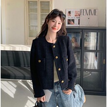 黑色法式小香风外套2025秋冬新款高级感媛气质短款气质女式上衣