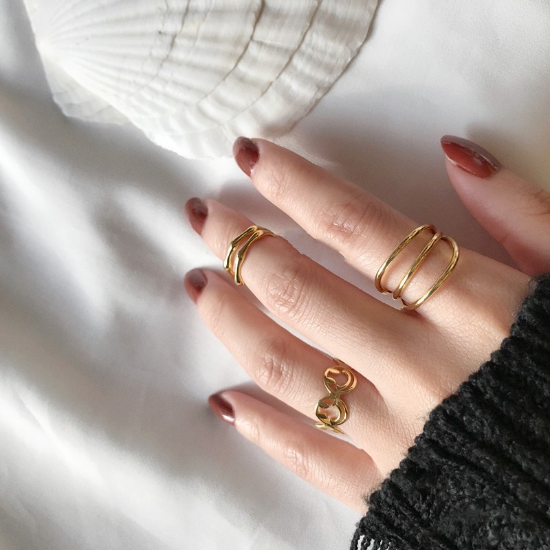 Womens KoreanStyle Fashionable MultiLayer Line Ring Ins Niche Normcore Bag Simple Personality Open Index Finger Ring Fashionpicture3