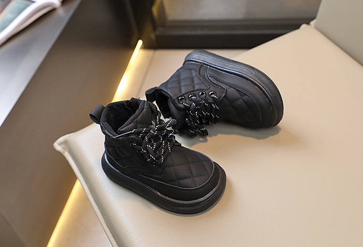 Bottes courtes britanniques pour bébé fille, édition automne 2024, nouvelle collection, motif à carreaux, fermeture éclair latérale_voghion.com