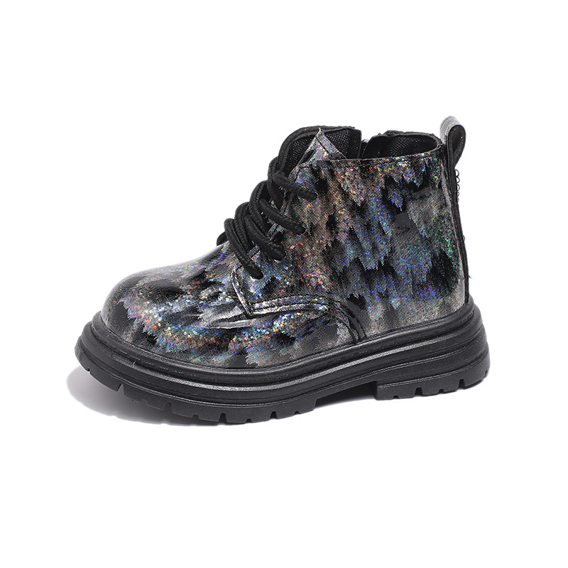 Kinder Martin 2024 Herbst Lack glänzend Kinder Leder kurze schwarze Einzelstiefel für Jungen und Mädchen_voghion.com
