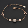 Golden fashionable summer ankle bracelet stainless steel, Korean style, simple and elegant design, pink gold, does not fade