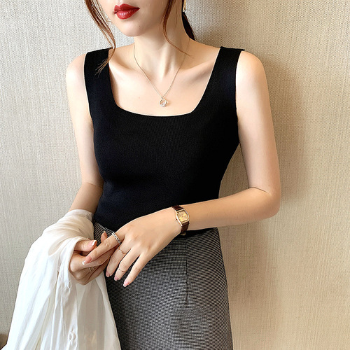 毛衣女韩版黑色吊带背心女内搭打底衫女外穿时尚春季紧身纯欲上衣