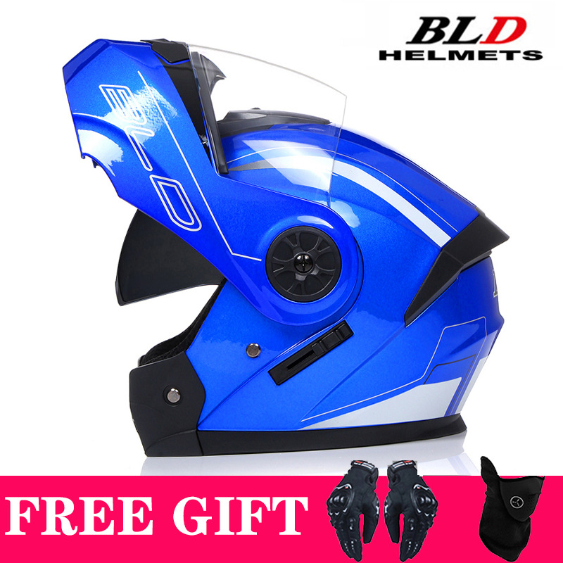 Full Helmet Electric, Motuoche Motosiklet kaskı (dəbilqə) - blue-flower-transparent-visor-gift-mask-gloves-s55-56