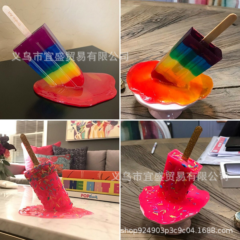 Cross-border Foreign Trade Popsicles Melting Resin Ornaments Resin Crafts Summer Cool Popsicles Home Decoration