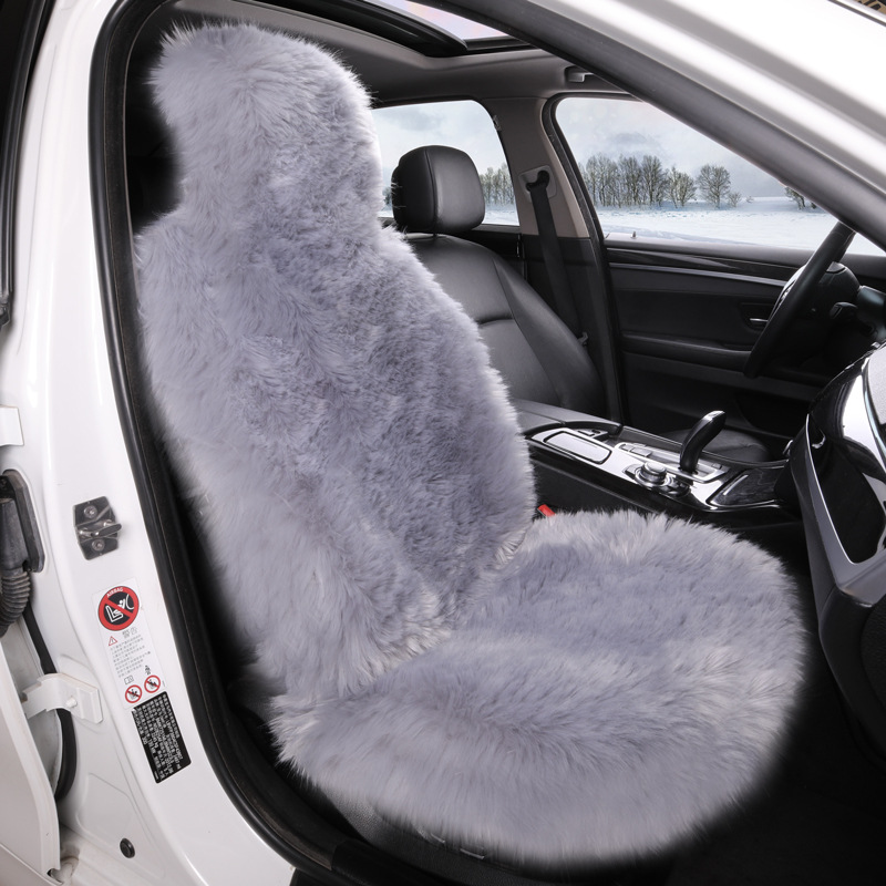 冬季长毛羊毛绒汽车坐垫加厚小三件小蛮腰暖和通用小方垫免捆绑|ru