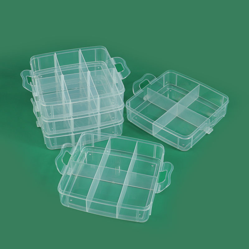 小さいサイズの3層のアクセサリーの箱は透明なプラスチックの金属のツールの箱の皮の筋のアクセサリの分格の収納ボックスを取り外します。|undefined