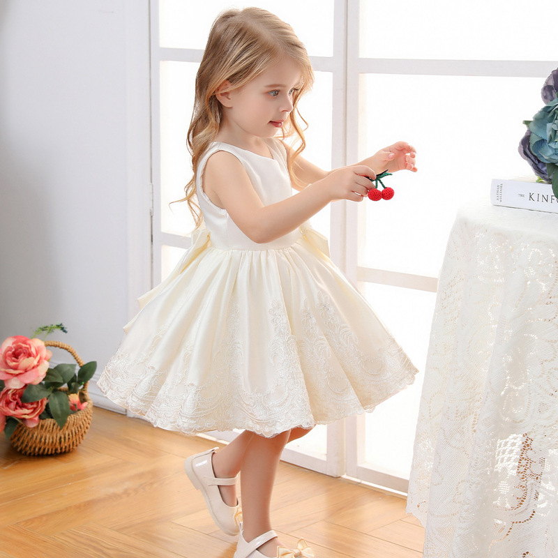 Cross-border Dress for Girls Short Bowknot Princess Dress Korean Dress Children Piano Birthday Dress