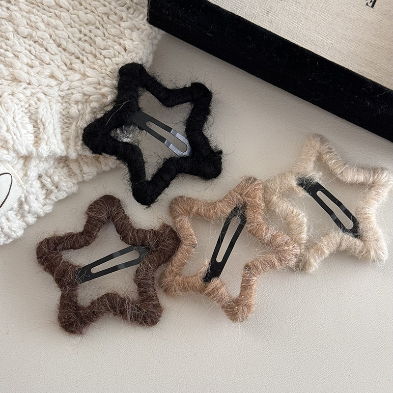 Sügisel ja talvel uus käsitsi valmistatud villane juuksenõel Winding Star elegantne tukk klamber katki juuksenõel Plush Clip juuksenõel_voghion.com