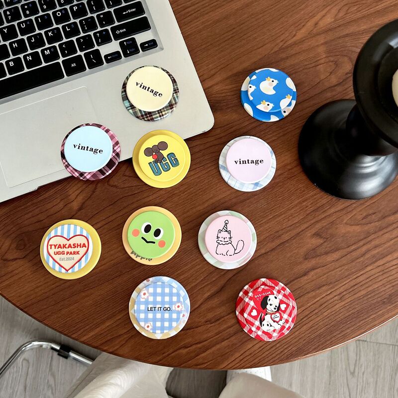 Trendy Cartoon Mixed-Style Film-Printed Magnetic Phone Holder with Airbag Design for Desktop Use, Versatile for Watching Shows