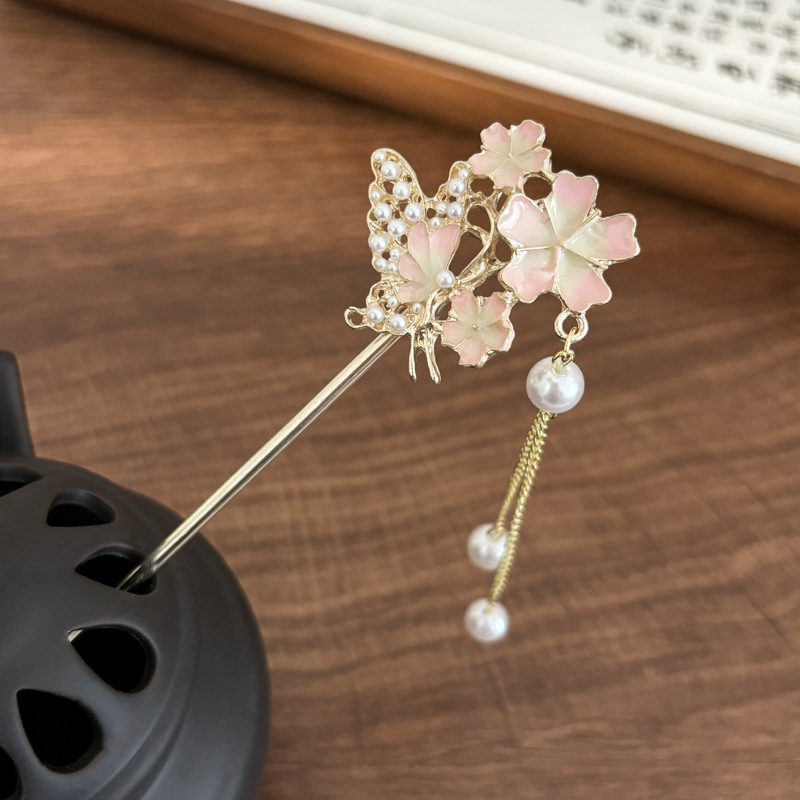 高級気質百合頭飾り新古風花高級感ヘアピン清新甘美女古風チャイナドレスヘアピン|undefined