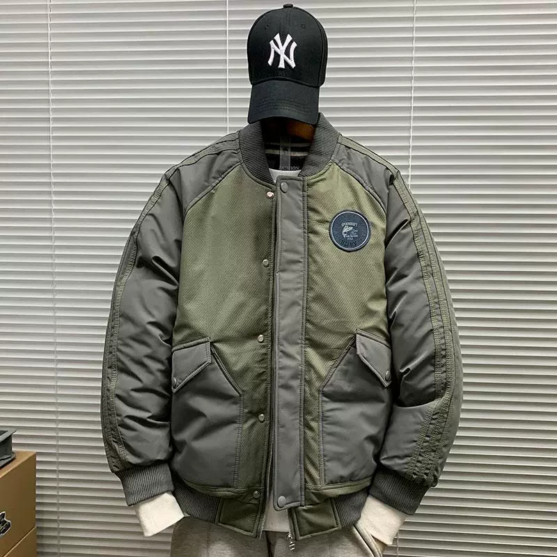 Japanese baseball winter down jacket for leisure, oversize, increased thickness