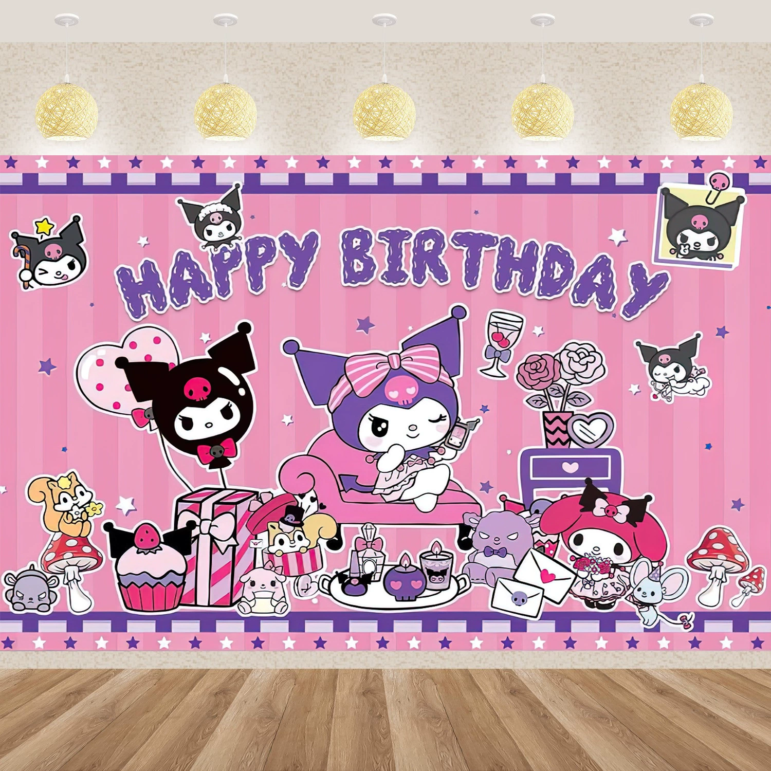 Трансграничный Amazon новый Kurumi детский день рождения фото фон фотоматериал виниловый материал фоновая ткань