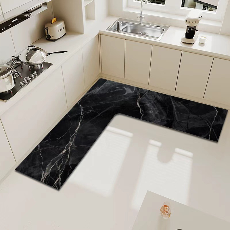 Cross-Border Export Diatomaceous Earth Floor Mats, Stain-Resistant, Washable, Non-Slip, Water and Oil Absorbent, L-Shaped Kitchen Mats, Can Be Labeled
