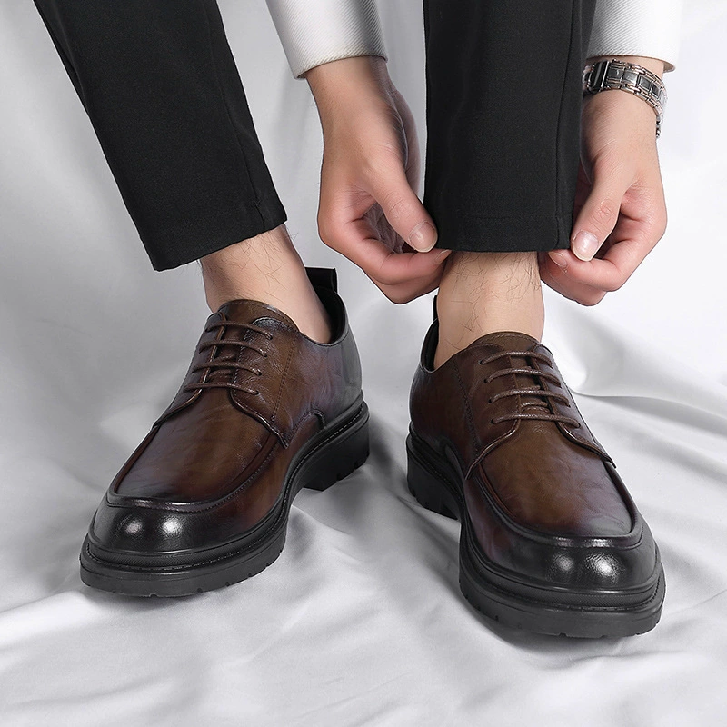 Men's classic suit jacket for leather shoes English style, breathable grabber platform for leisure, footwear, wedding shoes, genuine leather, British style