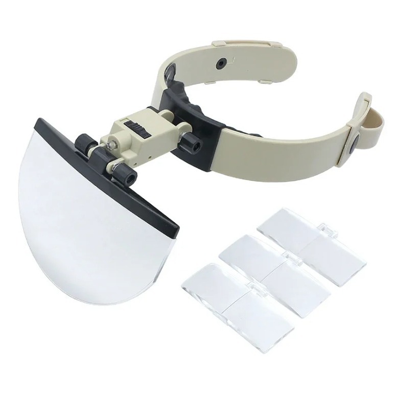 头戴放大镜带LED灯 老人阅读 维修放大镜 头盔式带三组镜片