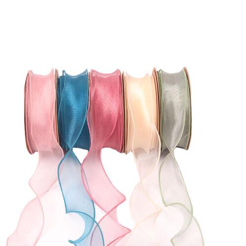 Flower shadow flower packaging ribbon, wavy snow gauze ribbon, hand-held bouquet material, floral materials, plain fishtail gauze ribbon