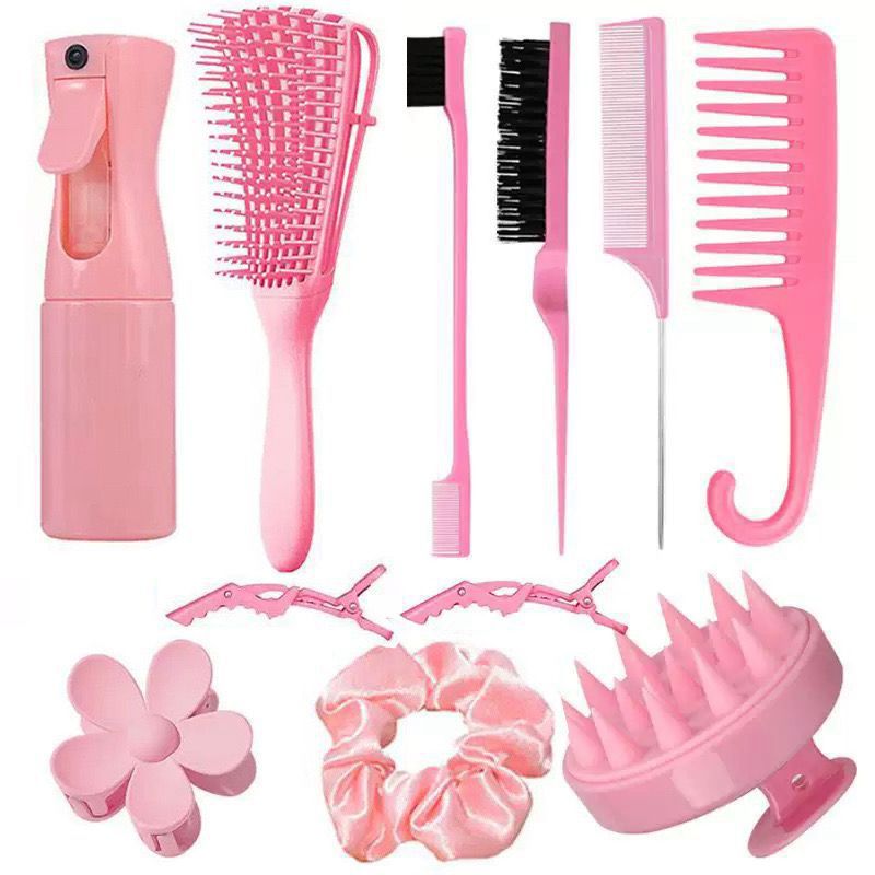 Temu cepillo de lavado de cabello botella de pulverización continua peinado de punta de cola peinado vacío peinado estilo peinado de cabello conjunto de cabello