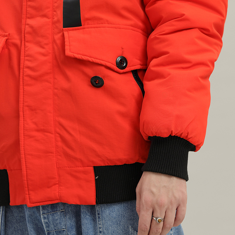 Chaqueta de Algodón con Cuello de Pelo Grande para Hombre de Poliéster para Invierno