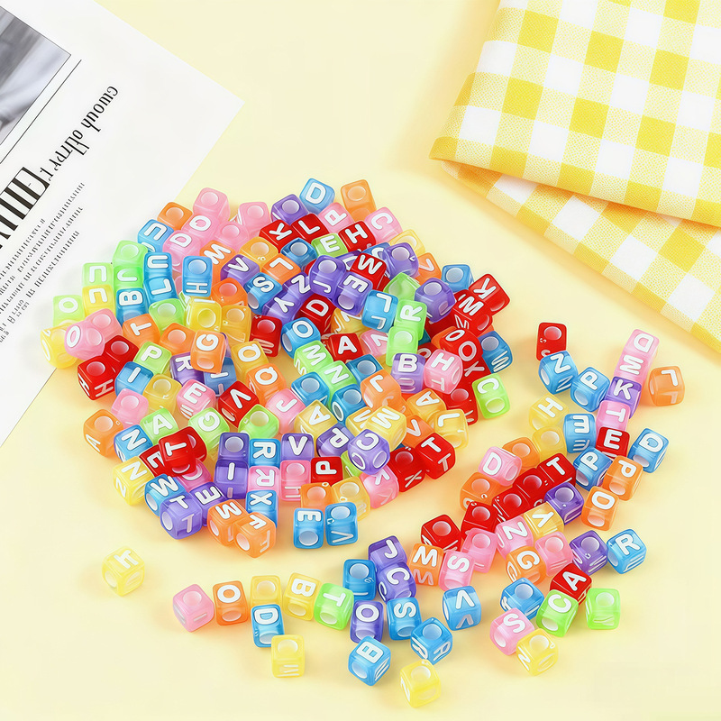 Colorful Acrylic Beads Kidsren's Early Education Alphabet Beads Beaded Jewelry Creative Square Flat Beads DIY Jewelry Accessories Colorful Acrylic Beads Kidsren's Early Education Alphabet Beads Beaded Jewelry Creative Square Flat Beads DIY Jewelry Accessories
