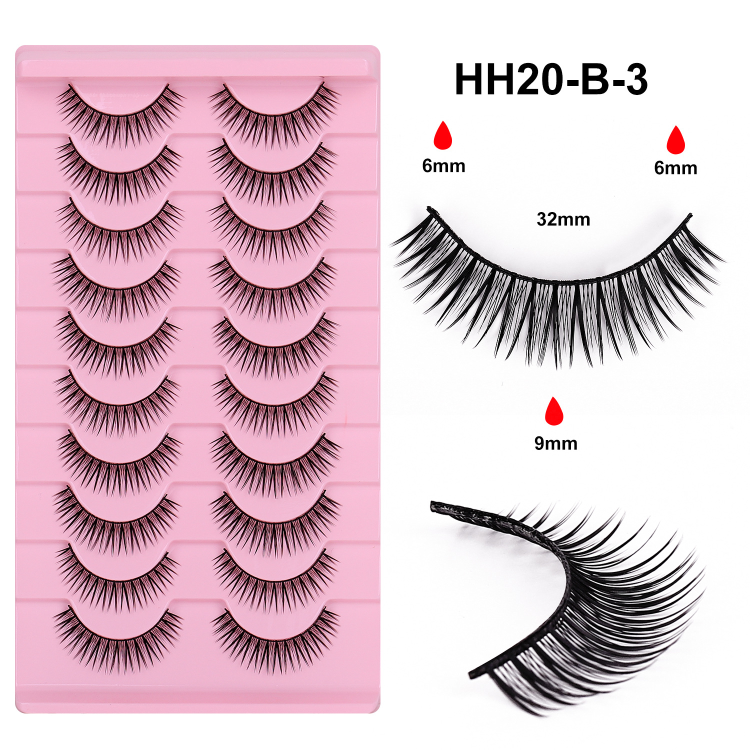 10 pares de pestañas postizas tridimensionales de tallo duro, estilo europeo y americano, pestañas en racimo completas y densas, pestañas postizas de una sola pieza para maquillaje de escenario para maquilladores.