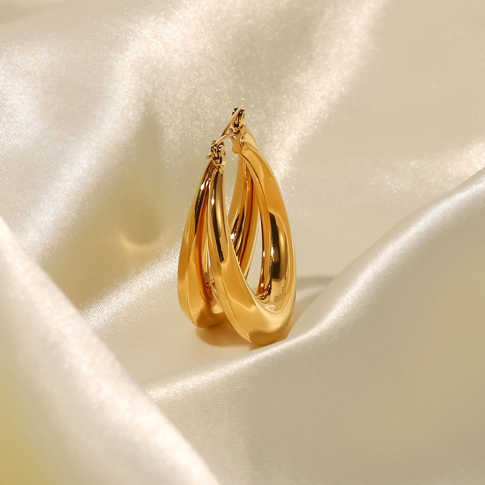 Fashion Circle Stainless Steel Hoop Earrings Gold Plated Stainless Steel Earrings