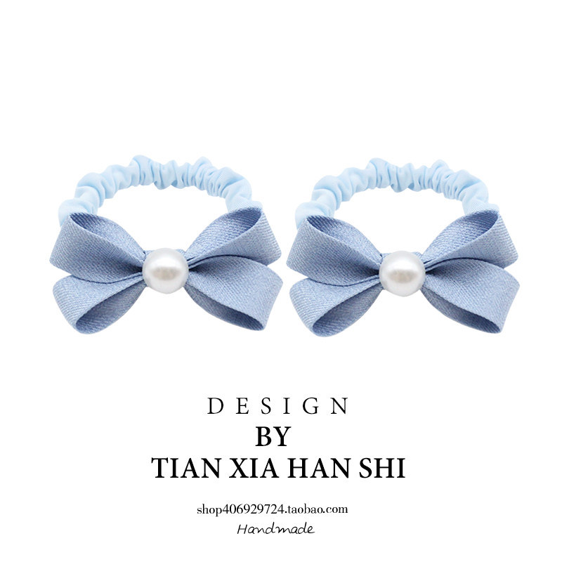 Korean children's pearl bow hair tie for girls, princess hairband, non-damaging high-elasticity hair accessory