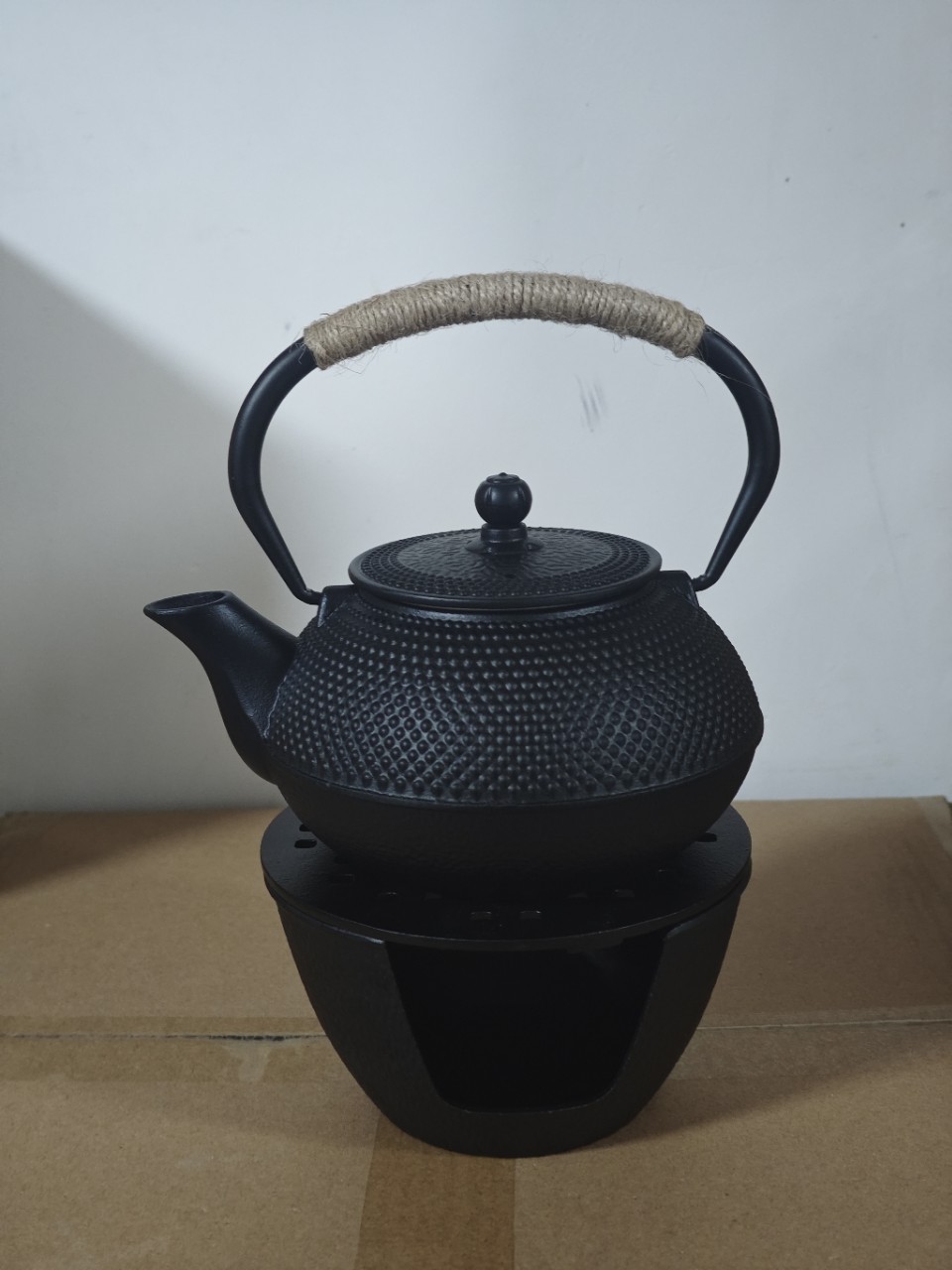 酒精炉铸铁炉炭炉铁壶茶炉玄铁炉铸铁茶壶底座煮茶炉手绘茶具青花