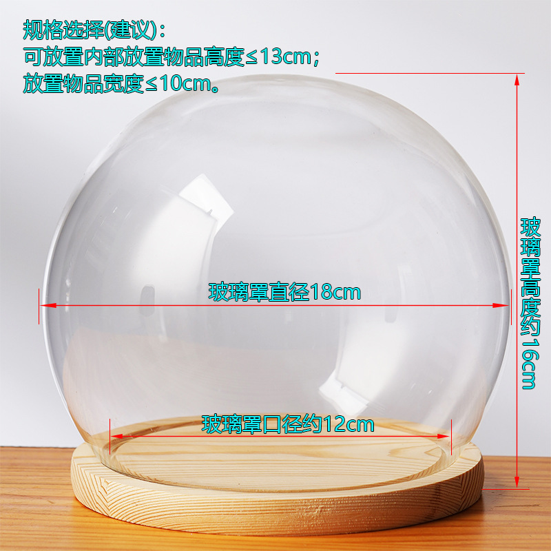 Cubierta cilíndrica de vidrio transparente sin lámpara de madera de estilo inmortal cubierta de polvo de flores hecha a mano decoración creativa de escritorio de bloques