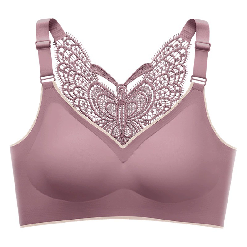 Весенние и летние бабочки спины собираются, чтобы обернуть грудь нижнего белья с подушечками на груди Регулируемый плечевой ремень без следов плюс размер спортивный бюстгальтер для женщин