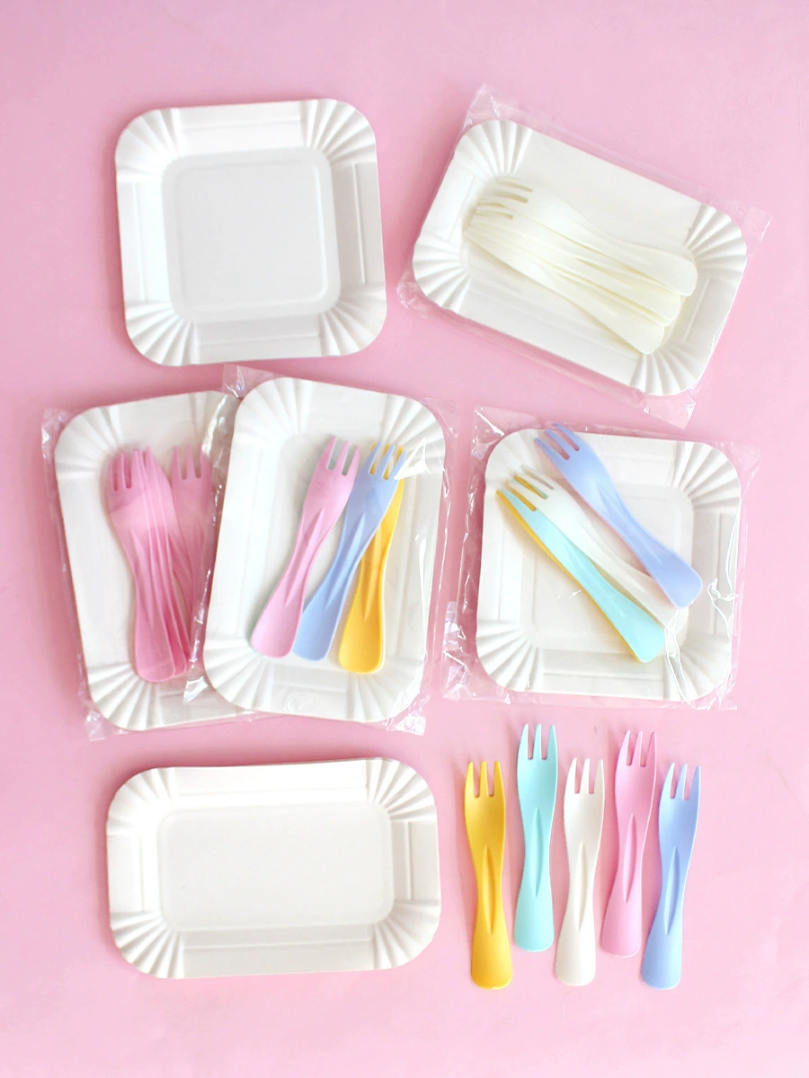 Бесплатная доставка, 75 комплектов красочных тарелок для торта на день рождения, одноразовые тарелки, вилки, бумажные тарелки, сервировочные тарелки для вечеринок, посуда