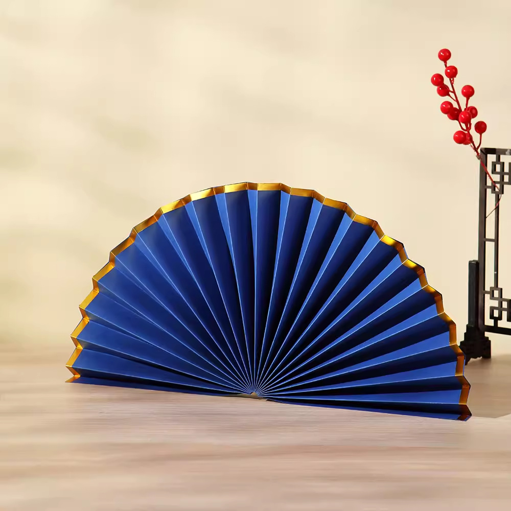 Plegable plegable ventilador de papel nuevo chino boda Fondo ventana belleza decoración ventilador flor 4S tienda de oro tienda semicírculo plegable ventilador plegable