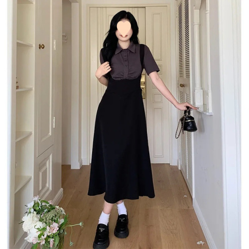 Sweet and Spicy School Style Unisex Women's Oversized Blouse + Tied Waist Pleated Short/Long Dress Sexy Fashion Set
