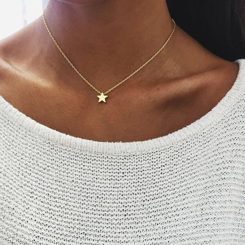 Simple metal Star Pendant clavicle neckl...