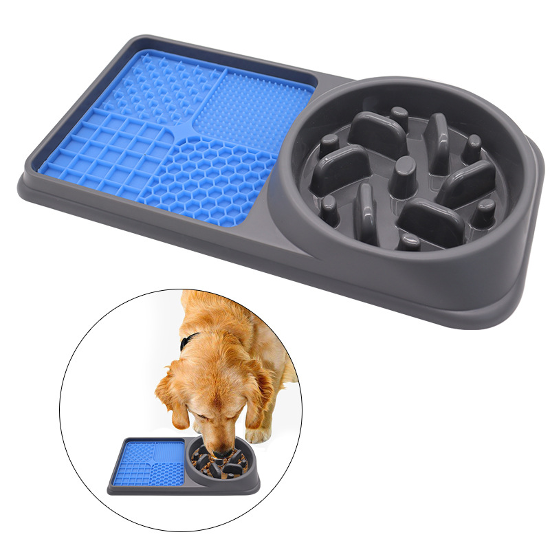 Amazon nuevo perro tazón mascota lamiendo estera perro Slow Food Bowl anti-estrangulamiento gato anti-knock vajilla tazón de arroz suministros