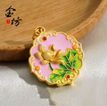 久不掉色沙金999兔仙子吊坠diy饰品配件国风烧蓝珐琅彩女项链批发