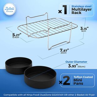 For Double Basket Air Fryer, 304 Stainless Steel Multi-layer Rack, NINJA FOOD Dehydrator Rack