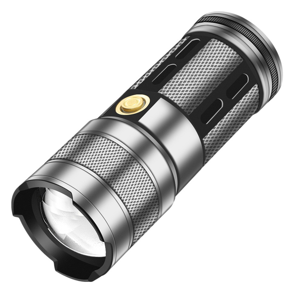 Tiktok caliente transmisión en vivo pequeño cañón de acero láser blanco Cañón de tiro largo linterna trasera cuatro fuente de luz principal luz larga Prensa