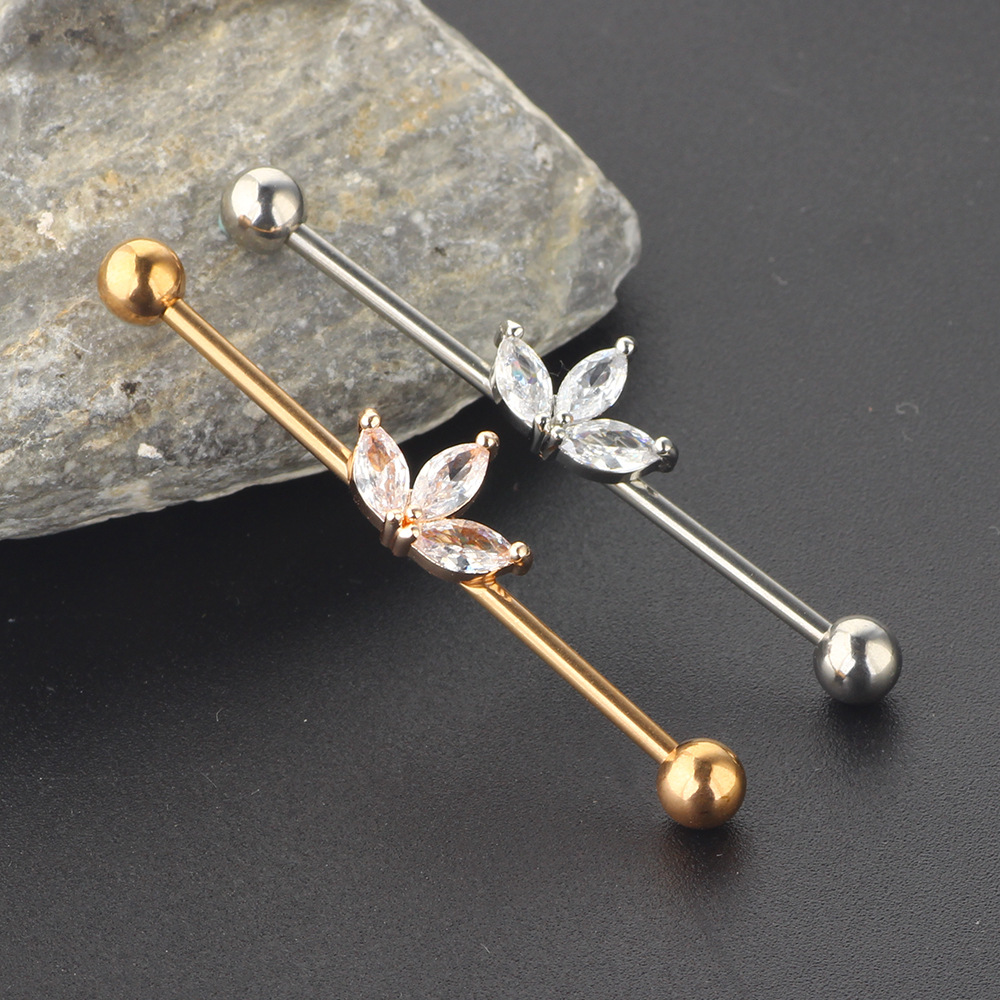 Metal Material Flower Pattern Women's Gender 1 Piece Ear Cartilage Rings & Studs Simple Style Flower Metal Inlay Zircon Ear Cartilage Rings & Studs