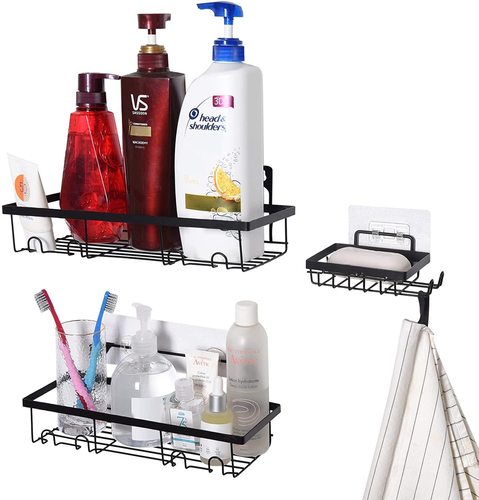 Cross-border bathroom shelf without drilling soap holder household bathroom iron rail washroom supplies wall-mounted storage rack