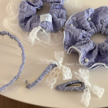 韩系香芋紫色系蕾丝百搭发箍高级百搭少女风格发圈发夹高马尾发饰