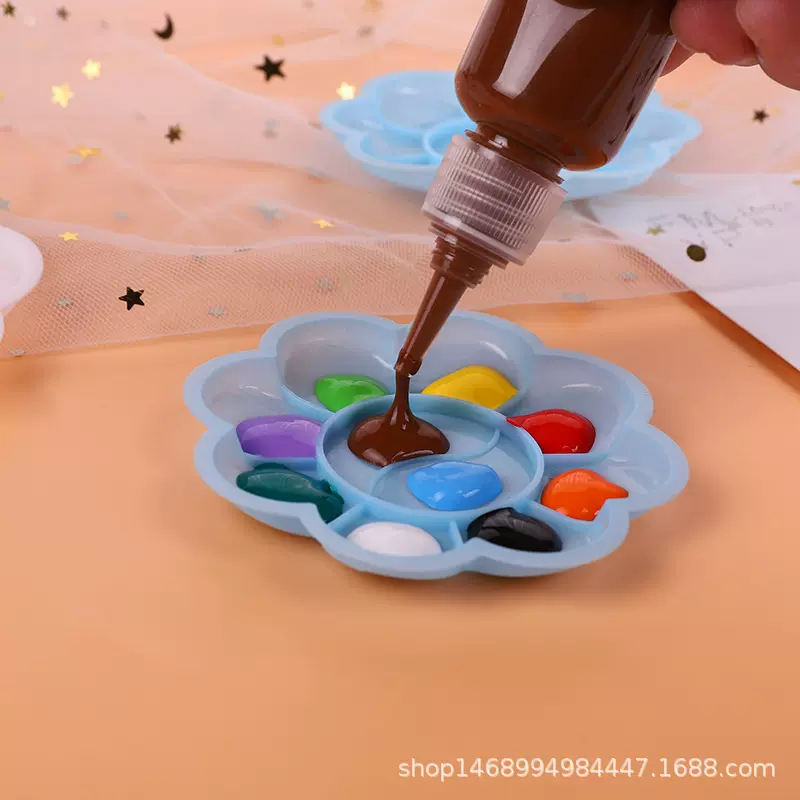 批发梅花调色盘白色小脚丫塑料颜料盒丙烯水彩水粉儿童绘画颜料盘