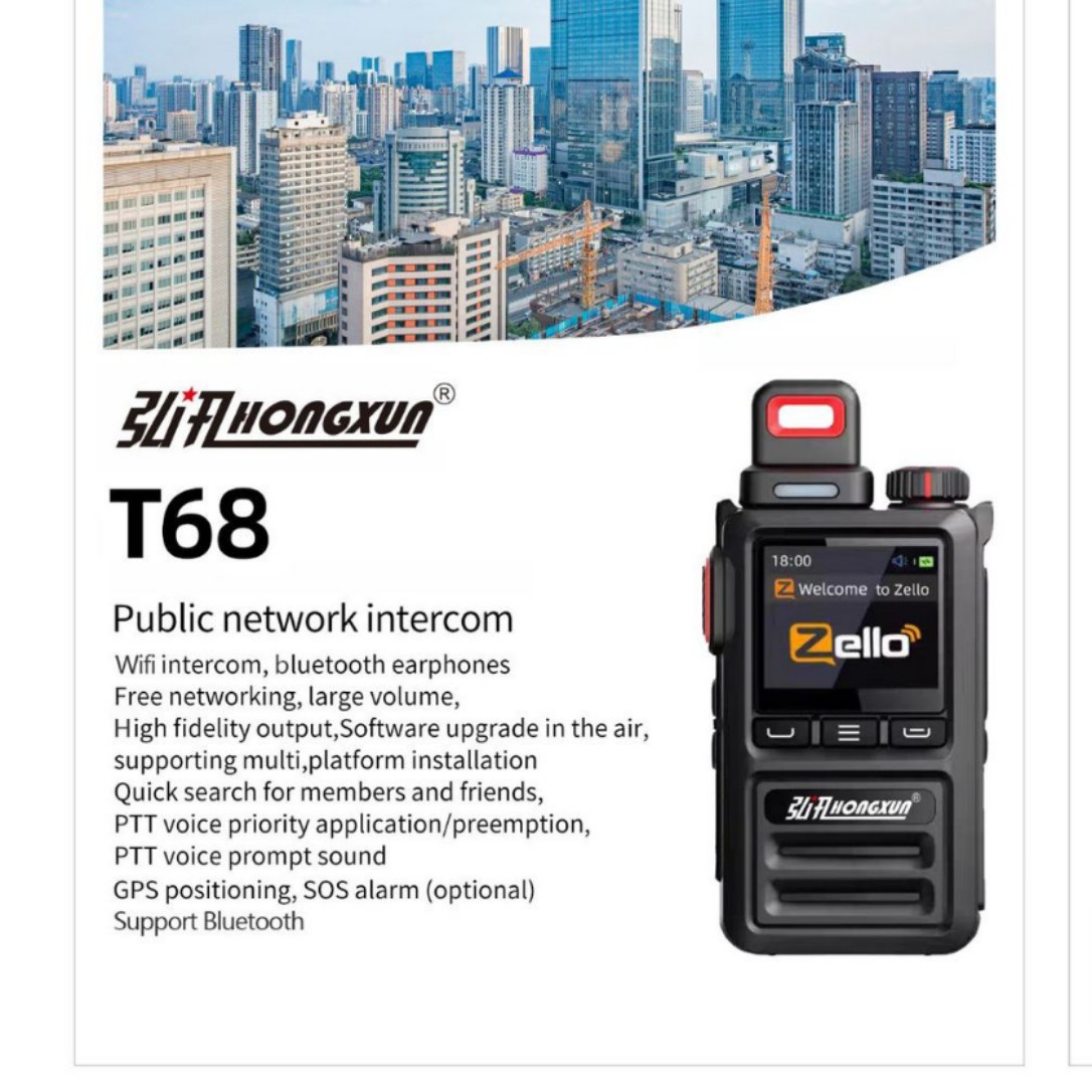 Zello 워키 토키 글로벌 인터콤 T68 워키 토키 핸드 테이블 4G 전체 네트워크 통신 (Bluetooth WIFI 포함)
