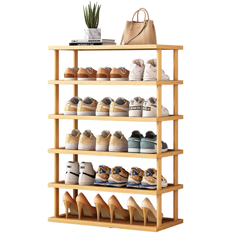 Estante de madera maciza Estante de almacenamiento multicapa Estante para bocadillos domésticos Estante simple Estante trasero de puerta de piso Estante en capas