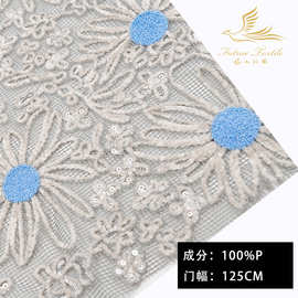 菊花蕾丝网布花边刺绣镂空衬衫连衣裙lace Fabric chrysanthemums