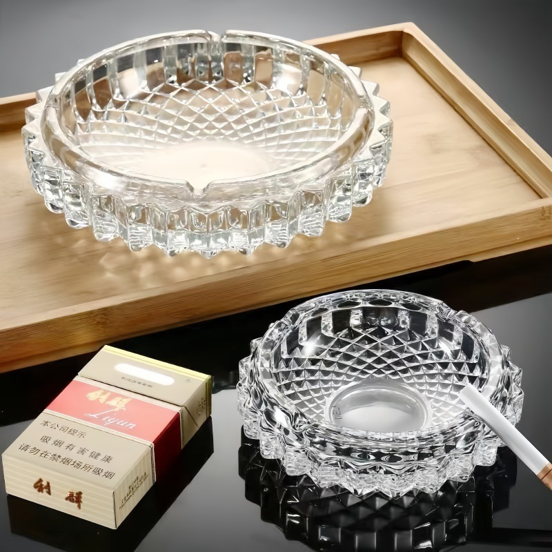 YG1008 둥근 새의 둥지 유리 재떨이 공장 도매 망상 투명 크리스탈 재떨이 사무실 재떨이